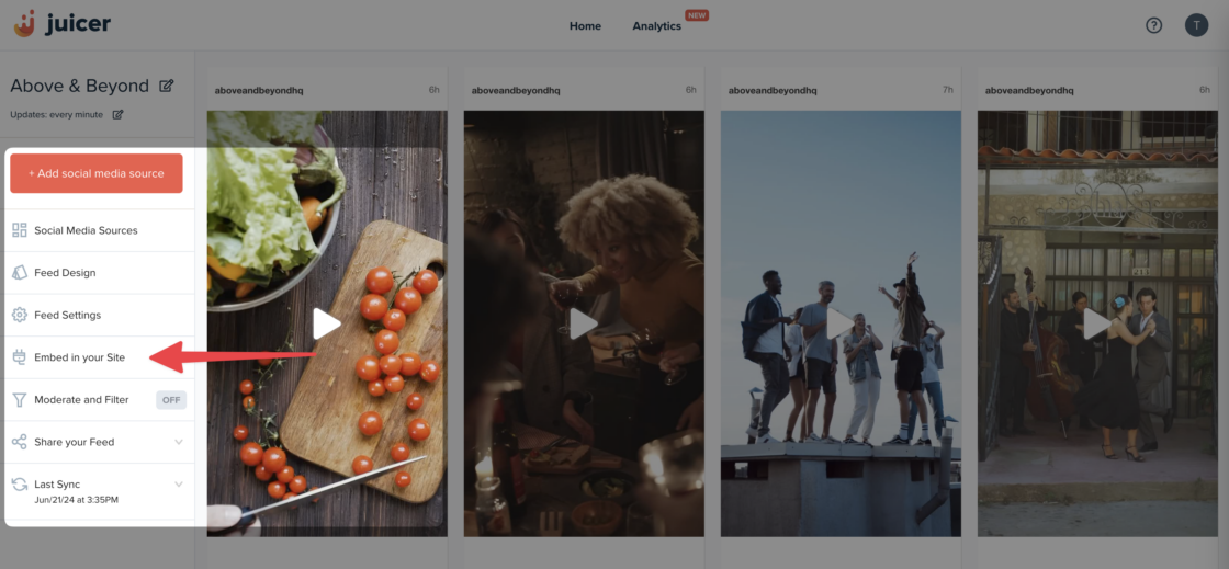 How to Embed Juicer’s Instagram Stories Feed into Your Website in Juicer's dashaboard.