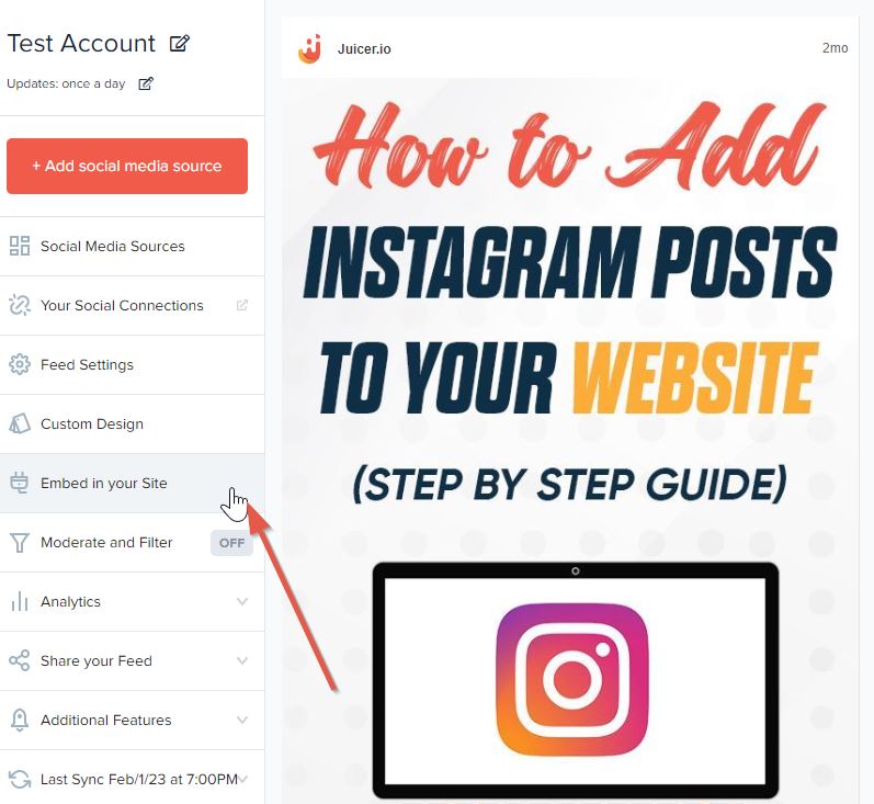 Add social media feed on Wix step 3