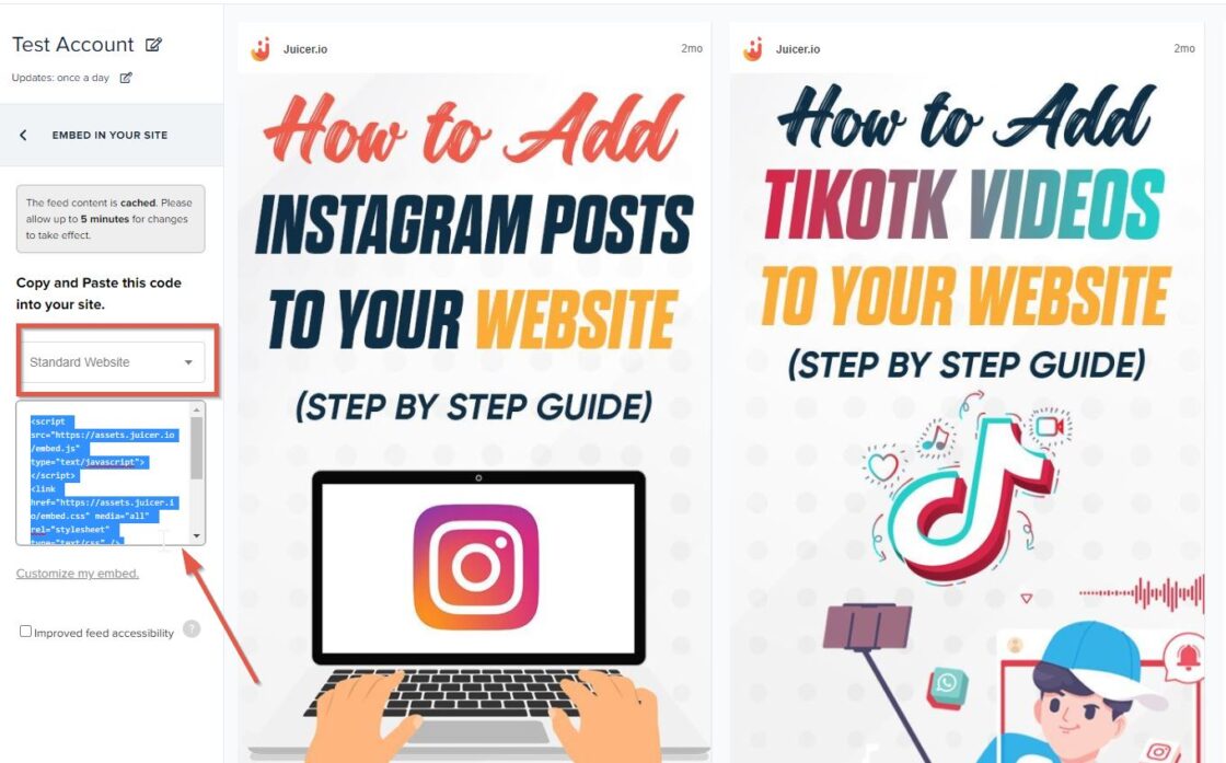 Add social media feed on Wix step 4