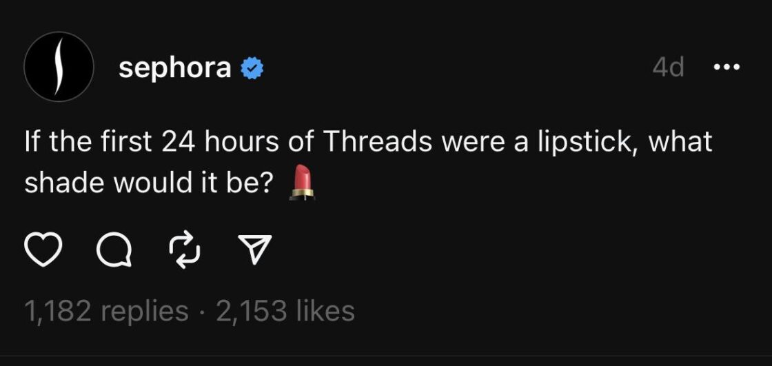 How Sephora is using Threads example