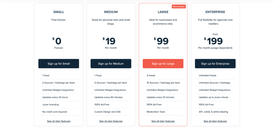 Juicer pricing compared to EmbedSocial