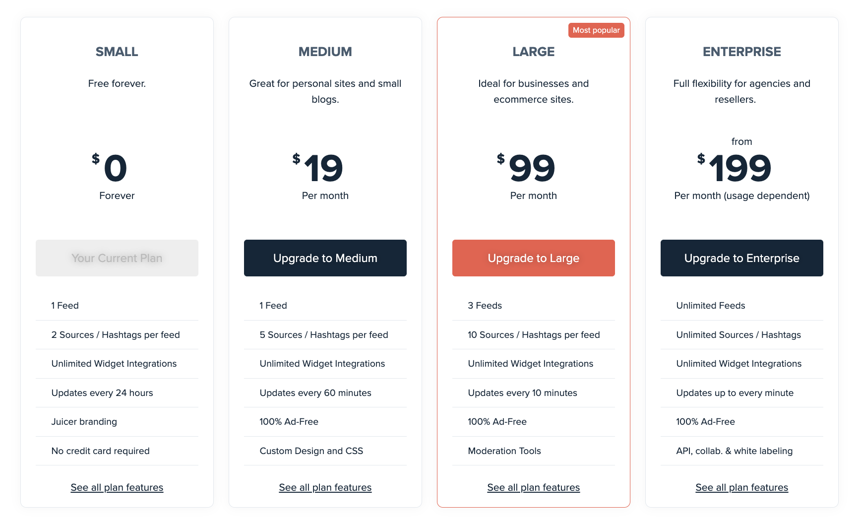 Juicer pricing for Facebook embed and more