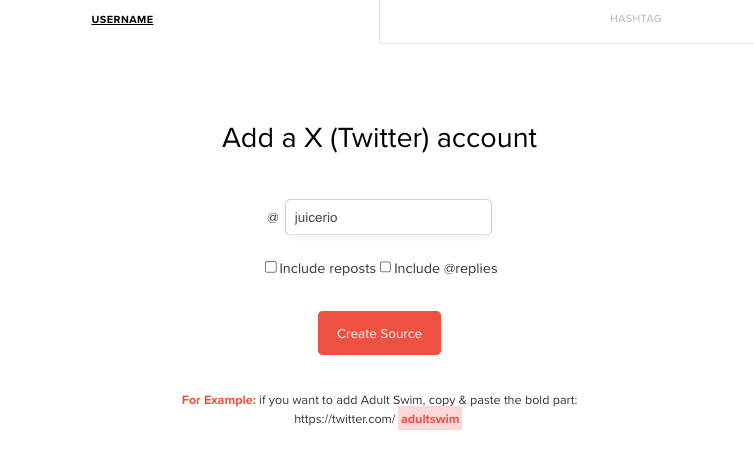 Juicer's embed X (twitter) feed for website step 3