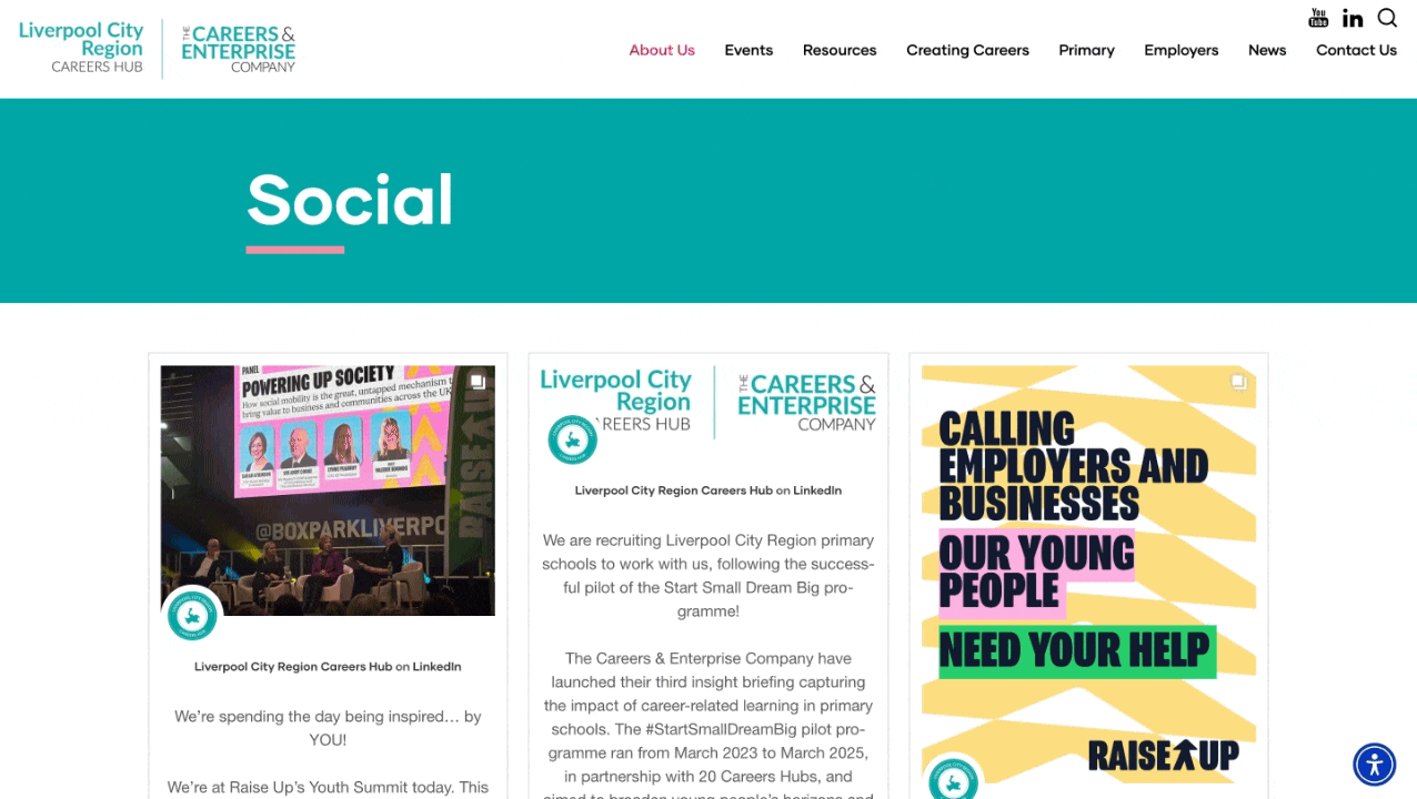 Liverpool City Region's LinkedIn feed embedded using Juicer.io