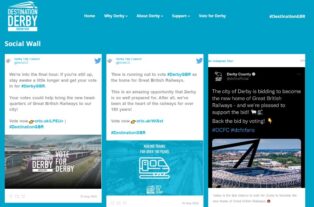 Twitter feed on website example of DESTINATION DERBY