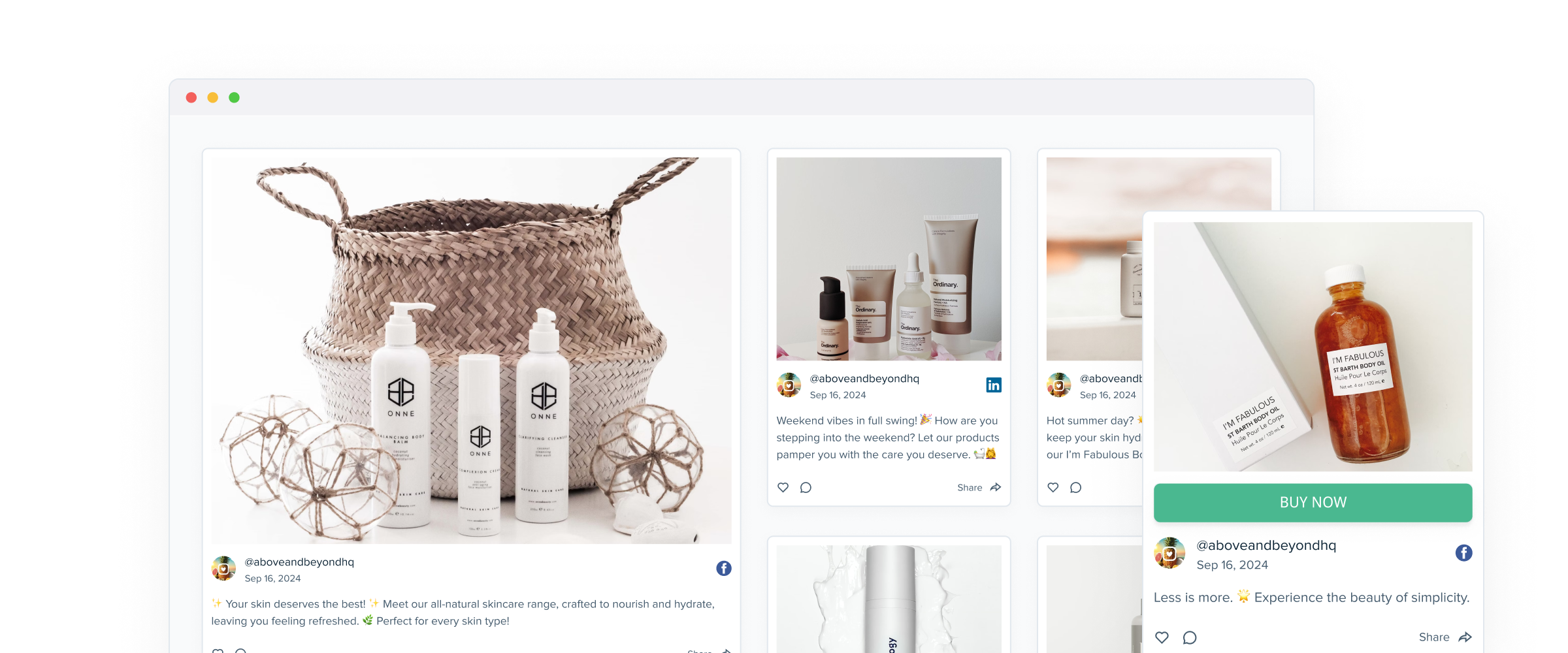 Social media feed for consumer goods brands