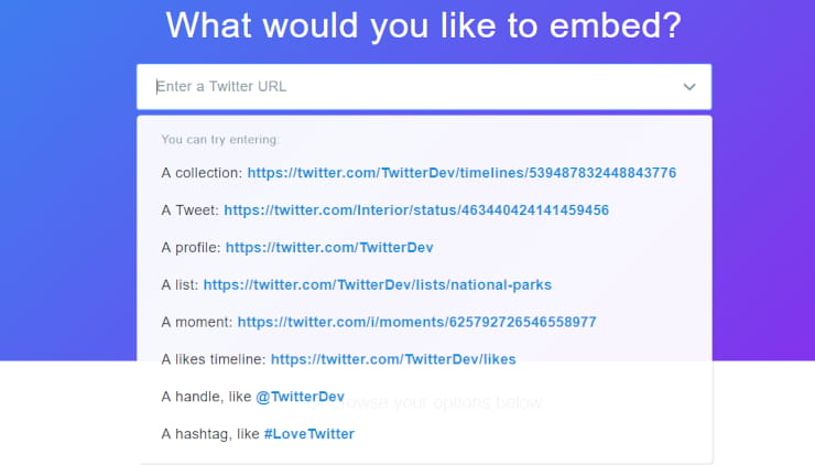 customize your Twitter widget using the dropdown