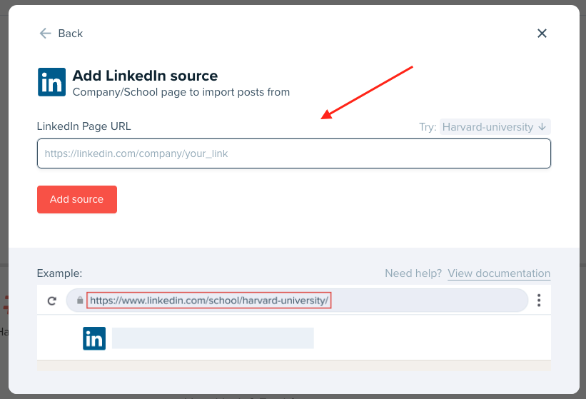 embed LinkedIn company feed on WordPress Step 4