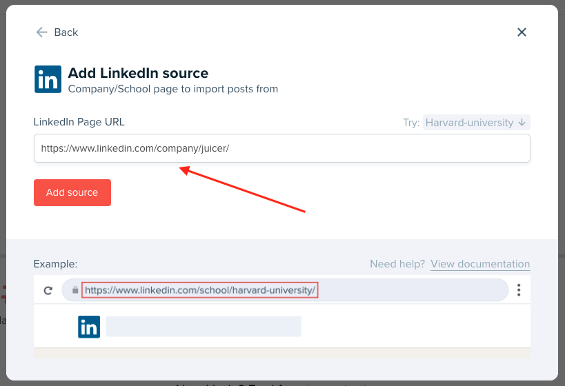 embed LinkedIn company feed on WordPress Step 4.2