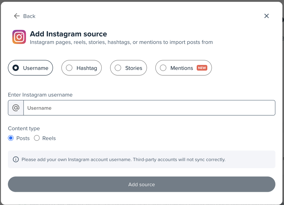 add instagram source