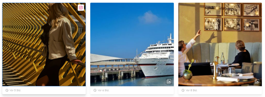 social media feed example on the website of Hapag Lloyd Cruises