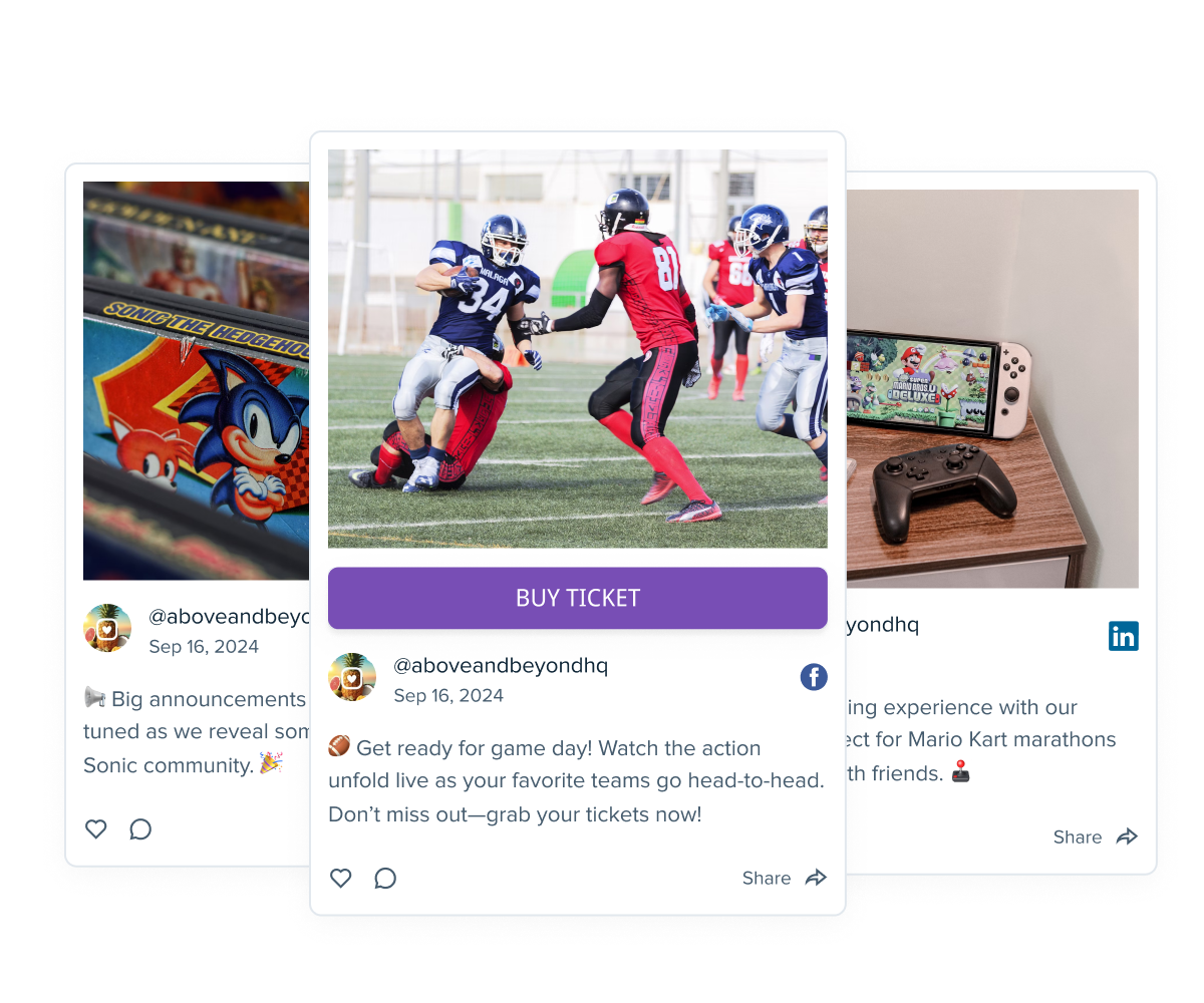 Sport and entertainment social media posts