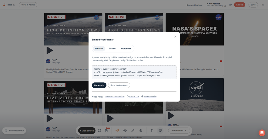 Step 2 - Embed feed