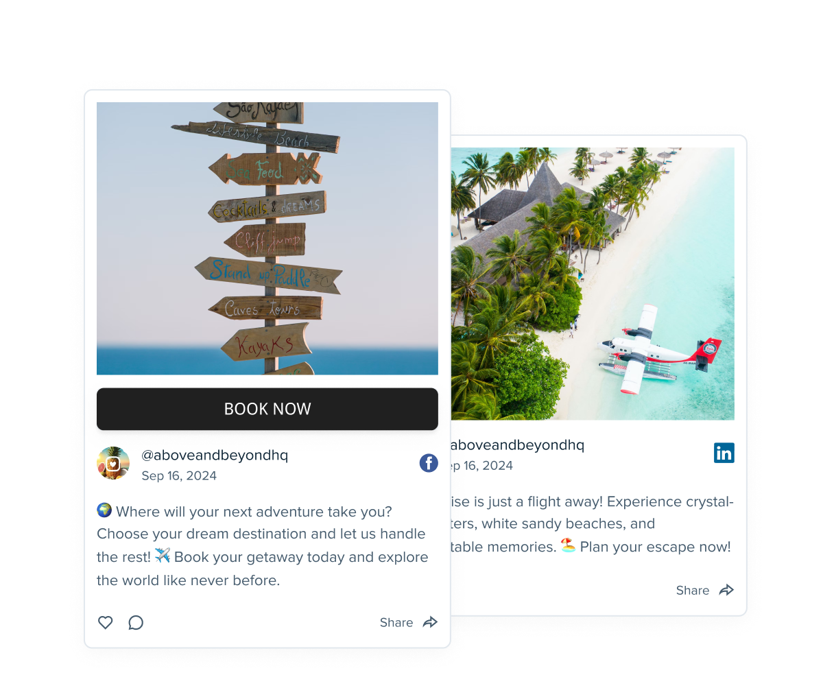 Tourism hospitality and travel social media posts